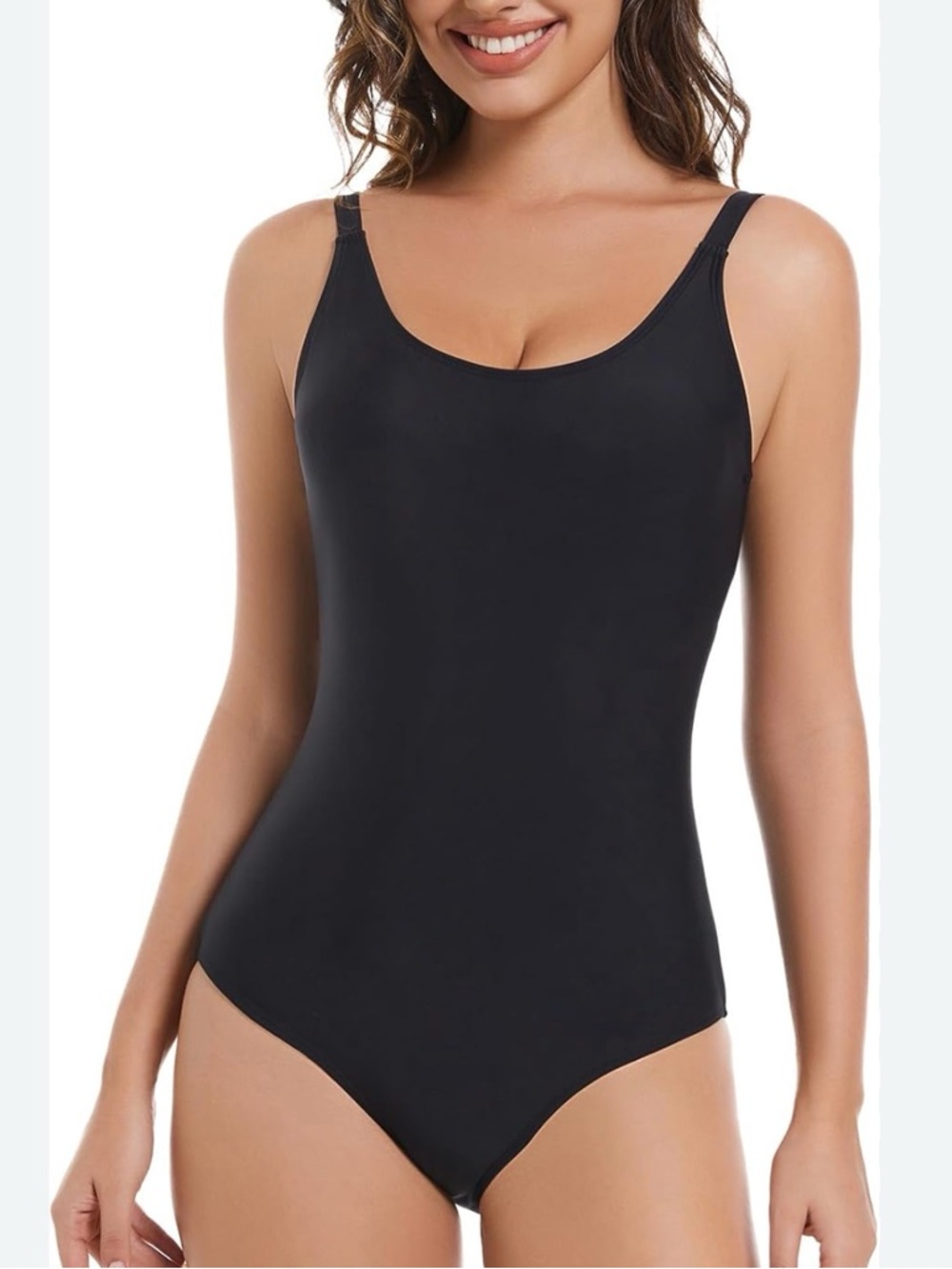 Amazon Black Scoop-Neck Shaping Bodysuit